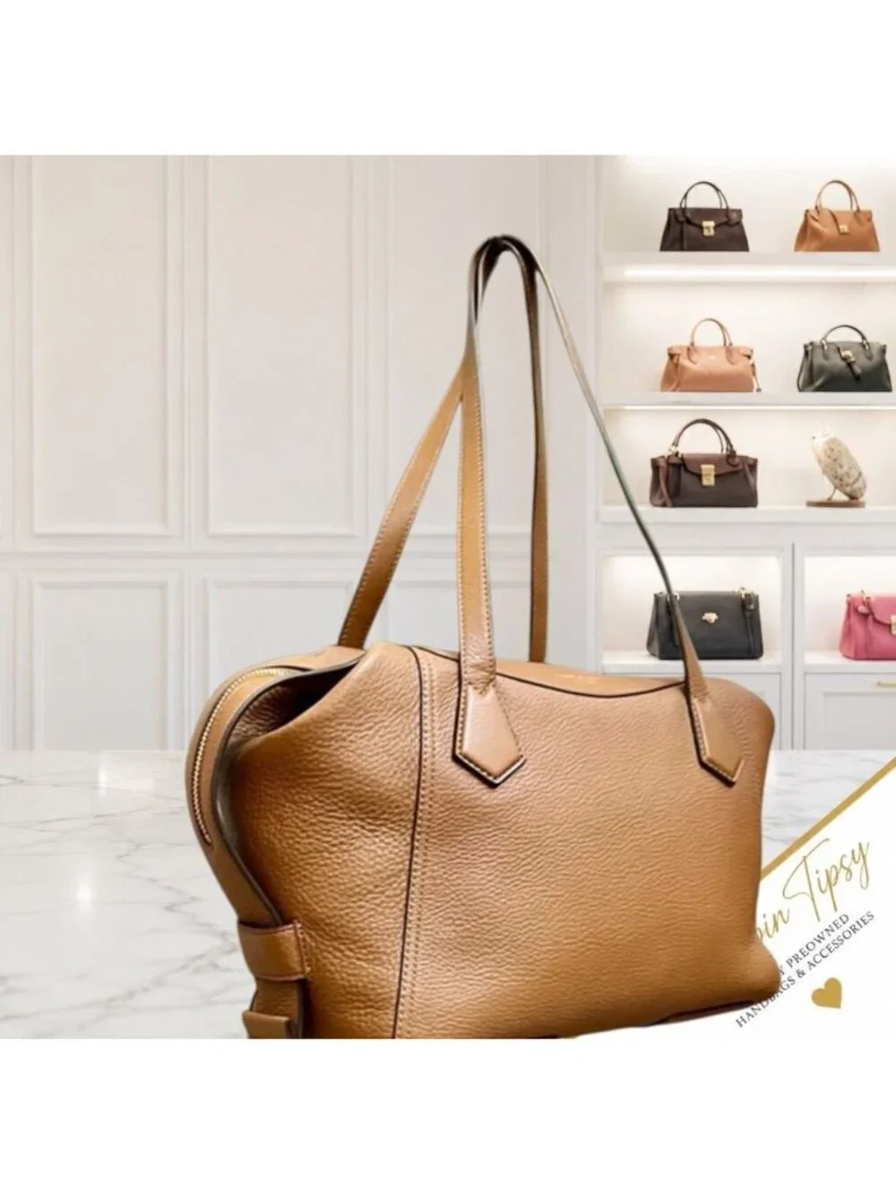AUTHENTIC TORY BURCH CAMEL BROWN PERRY SATCHEL HANDBAG